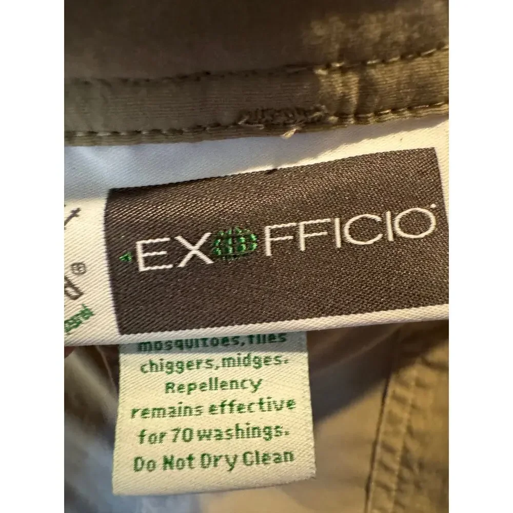 ExOfficio Insect Shield Women’s Khaki Travel Hiking Pants Size 10 Snap Hem